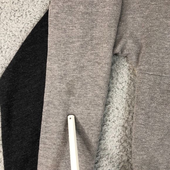 Victorias Secret PINK Sweater Womens Large Gray Mock Neck Pullover 1/4‎ Zip Logo - Picture 2 of 11